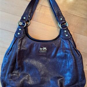Coach Brown Shoulder Bag with Leather Material and Slouchy Shape